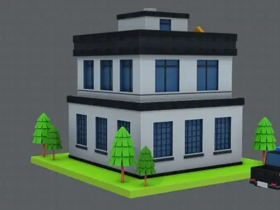 Police Building Low-poly 3D model