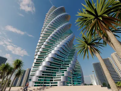 tower futuristic building with spiral design 3D model