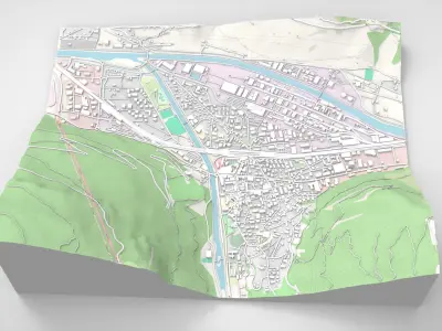 Cityscape Visp Switzerland 3D model