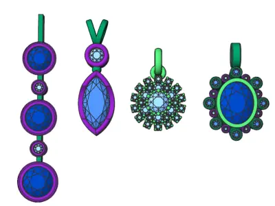 Pendant set 3D print model 2
