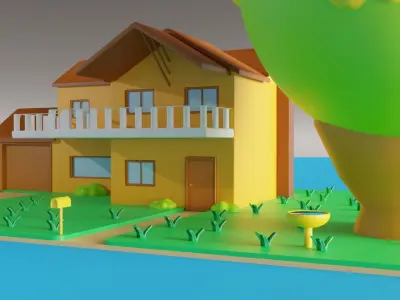 Cartoon house 3D model purchase