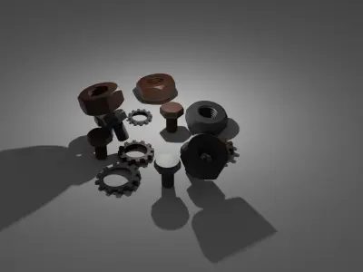Nut-Bolt group of gears 3D model