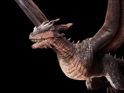 Red Wyvern Dragon Low-poly 3D model