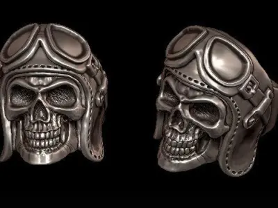biker skull ring 3D print model