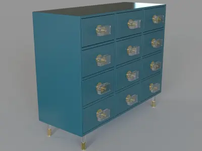 Lacquered Regency Twelve-Drawer Dresser 3D model