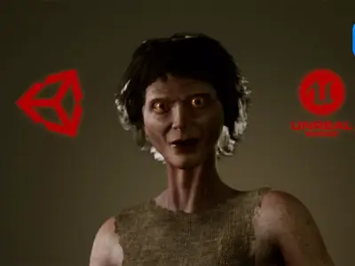  The Creepy mother game character for Horror games Low-poly 3D model