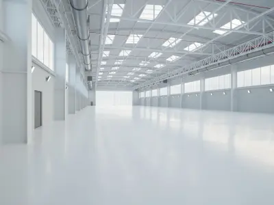 Airplane Hangar Interior 16 Low-poly 3D model