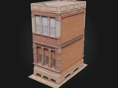 Thin Brick Building  Sleek Profile with Classic Urban Charm 3D model