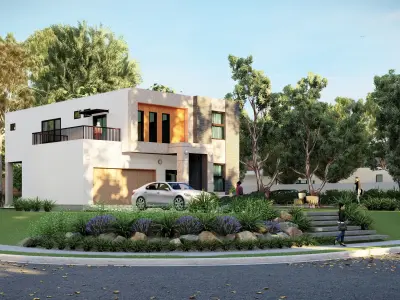 Four Bedrooms Modern House Model  3D model