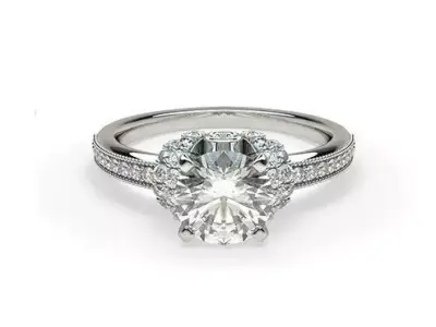 Round Diamond Solitaire Ring 3D print model buy