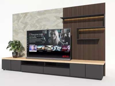 Tv Wall Modern Low-poly 3D model