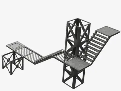 Modular steel construction Low-poly 3D model