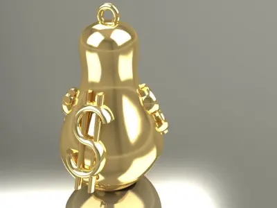 Cashbag Pendant Luxury Moneybag Necklace Gold Platinum Jewelry 3D print model