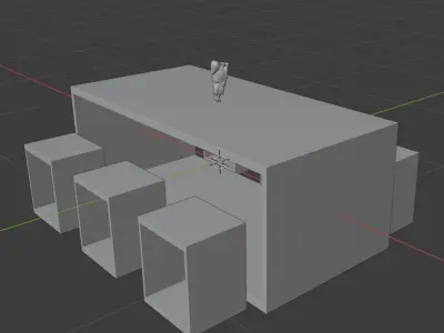 Table Set dining with four stools Free low-poly 3D model