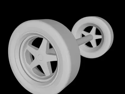 TOY CAR WHEELS WITH SHAFT 2- SPARE PARTS- TOY WHEELS 3D print model