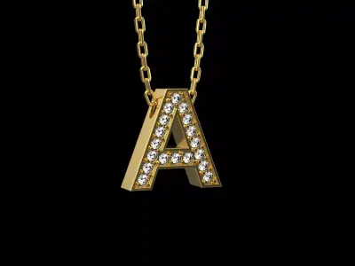 Pendant letter A with stones N13 3D print model