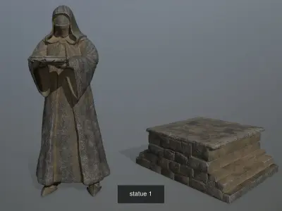 statue set and box 3D Model Collection