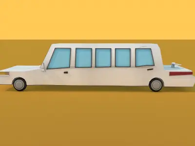 Low Poly Limousine car in desert Low-poly 3D model
