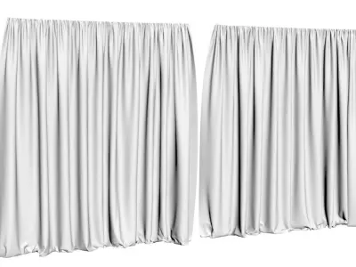 Grey see through window curtains 3D model