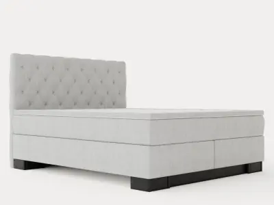 Hilton Luxury Continental Bed 160x200 Light Gray Low-poly 3D model