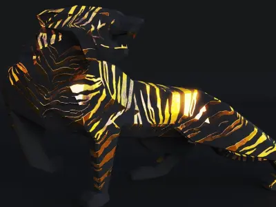 Low Poly Tiger Sculpture  Low-poly 3D model
