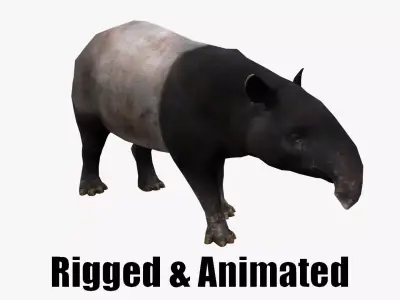 Animated Tapir Low-poly 3D model
