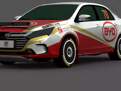 BYD Qin 3D Model Modern Electric Sedan for  Game Use Low-poly 3D model