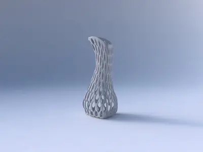 Vase puffy bent triangle with bubble grid lattice 3D print model