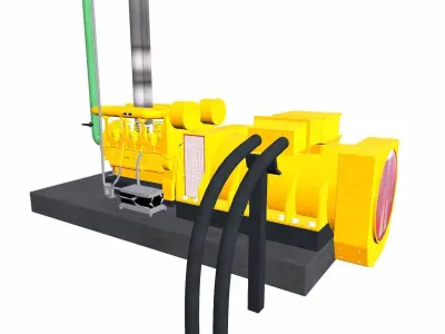 Industrial Generator Low-poly 3D model