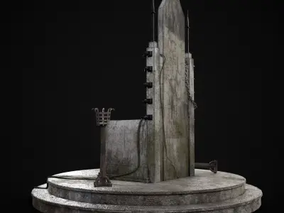 Gothic Crypt Stone Throne Low-poly 3D model