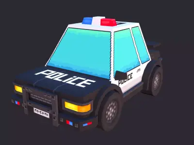 Low Poly Cartoon Police Car 3D model