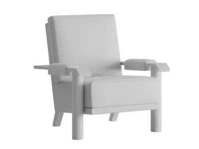 Upholstered Mid-century Leather Armchair 3D model