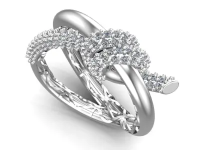 Gold Diamonds Knot Ring 3D print model