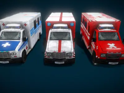 Ambulamce Car Low-poly 3D model