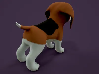 Beagle 3D Model dog Low-poly 3D model