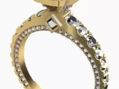 Diamond Ring Solitare 3dm stl render detail 3D print model 3D print model