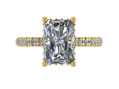 radiant shape solitaire open side shank with pave  3D print model