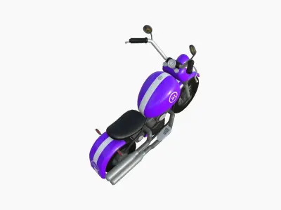 Motorcycle Cartoon A07 Purple - Custom Vehicle Design Low-poly 3D model