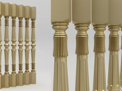 Carved Baluster 3D model 2