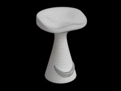 Black Cement Counter Stool Low-poly 3D model