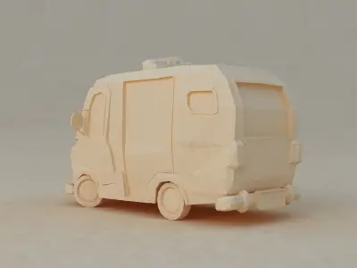 Police car sedan interior cute little collection toon 3D model