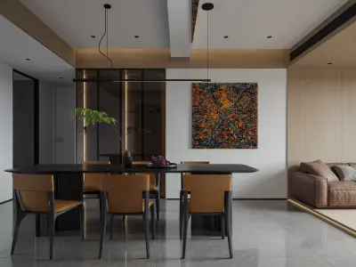 Modern living room dining room interior scenes 157 3D model