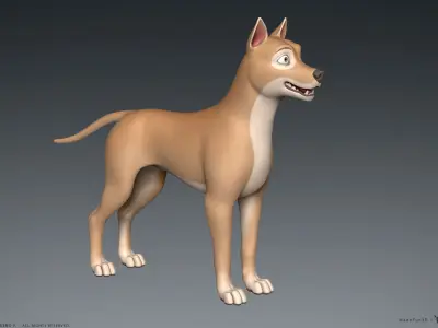 Stylized Cartoon Dog Low-poly 3D model
