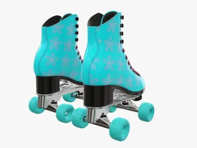 Quad roller skates with boots 3D model
