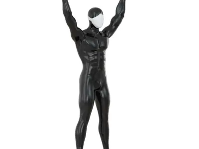 Black mannequin with white mask on face 148 3D model