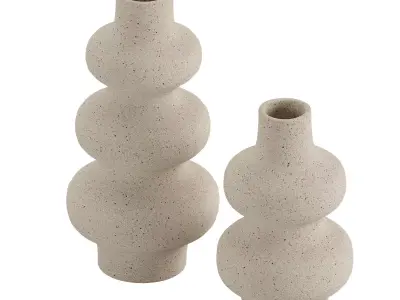 Set 2 decorative white ceramic vase 3D model