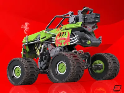 Sci-Fi Survival Monster Truck  Low-poly 3D model
