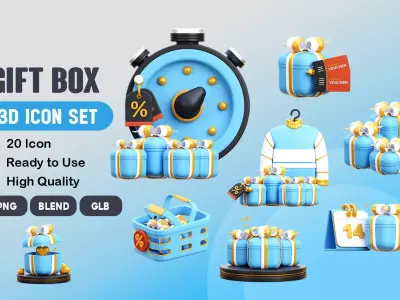 Gift Box  3D Icon Pack   Low-poly 3D model