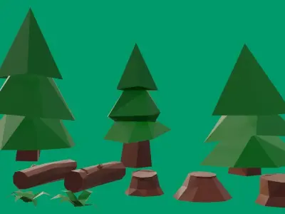 Lowpoly Nature Assets Pack Free low-poly 3D model