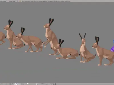 Rabbit polygonal hare Low-poly 3D model